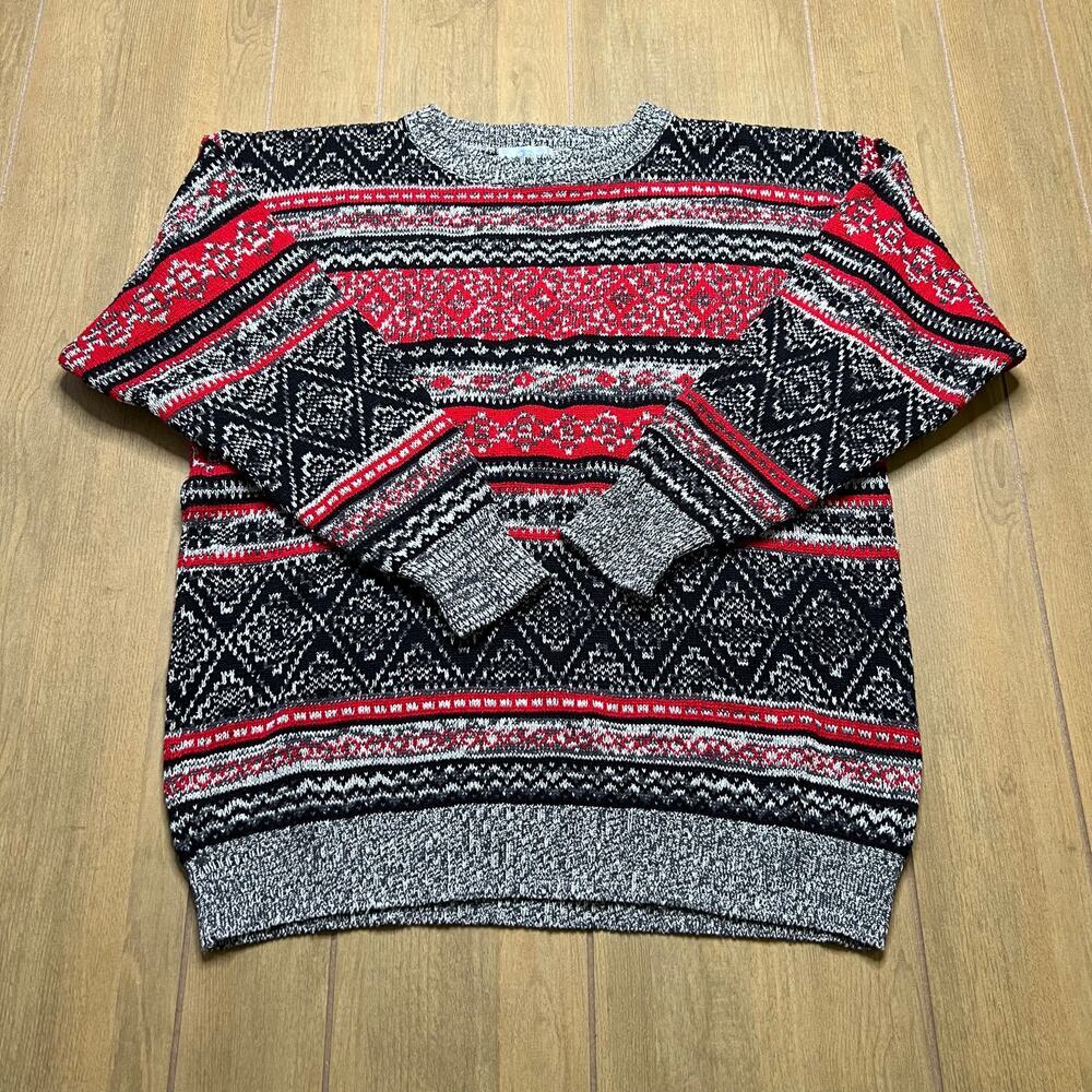 Vintage Winter Silks Vintage‎ Fair Isle Knit Sweater Silk Cotton Mens Large